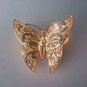 Brooch Alice Caviness Germany Sterling Silver Vermeil Gold Wash Butterfly Vtg